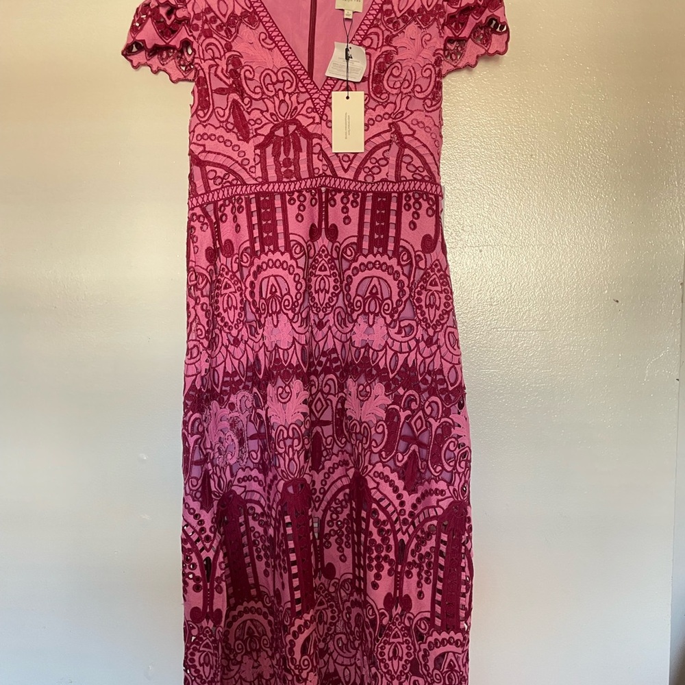 Adelyn Rae Fuchsia and Burgundy Maxi Dress With side Slit
